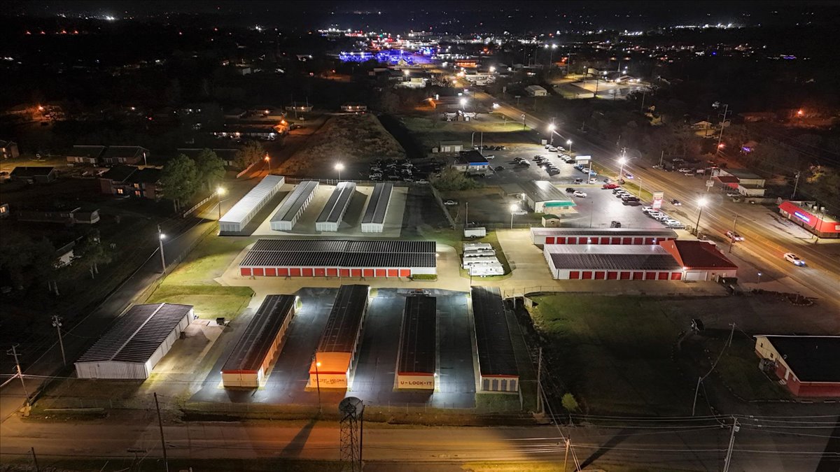 U-Lock-It self storage facility in Poteau, Oklahoma - aerial view